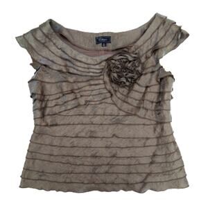 Women's Evening Blouse Size 16 Shimmery Gold Sleeveless Scoop Neck Dressbarn